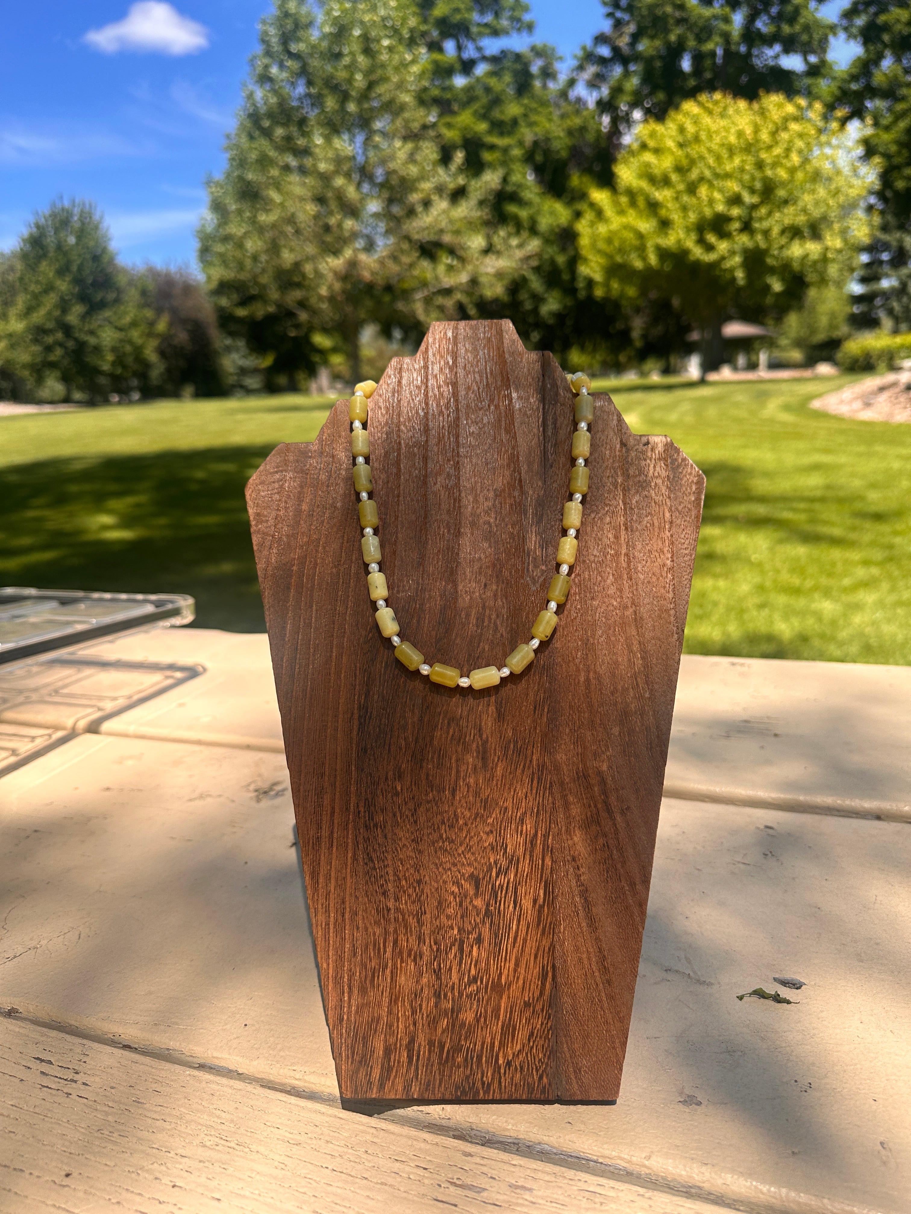 Lime and Pearls Necklace