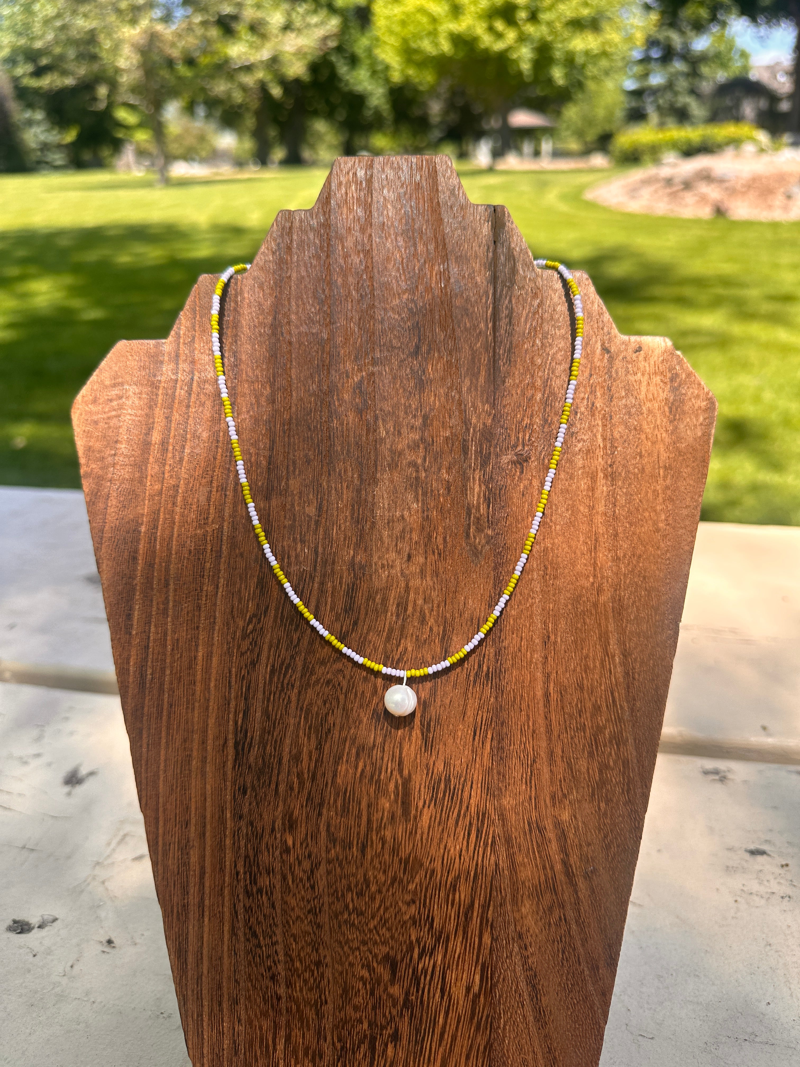Groovy Pearl and Checker Necklace