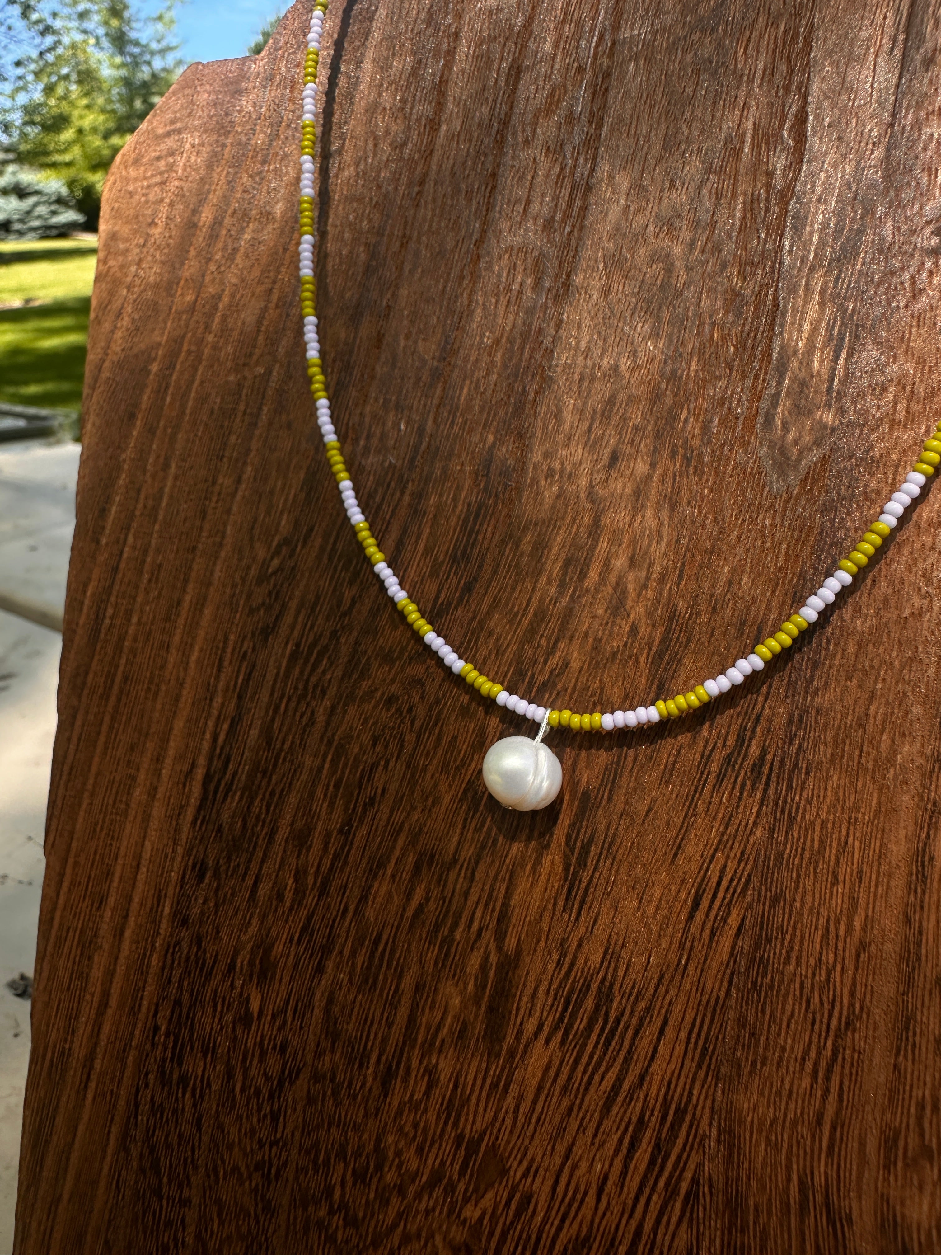 Groovy Pearl and Checker Necklace