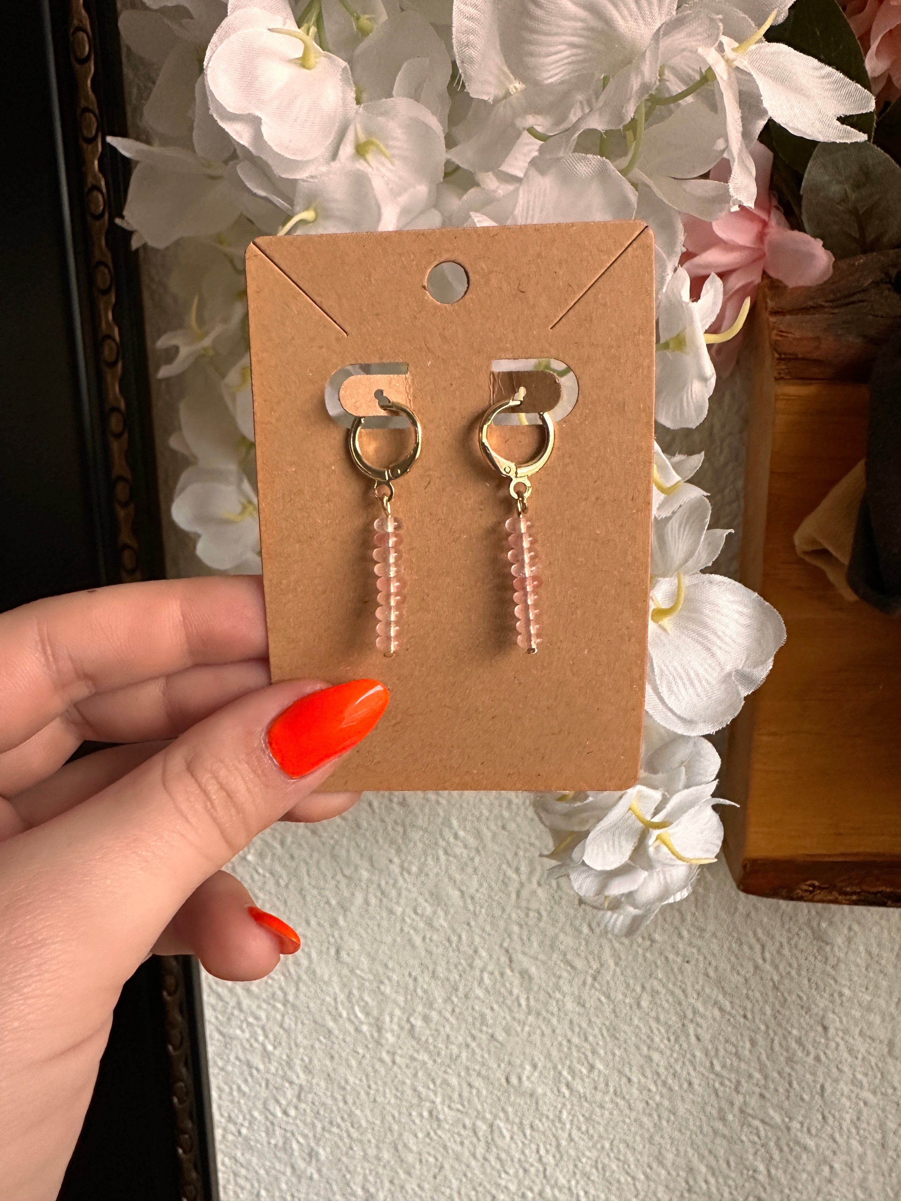 Cherry Quartz Huggies