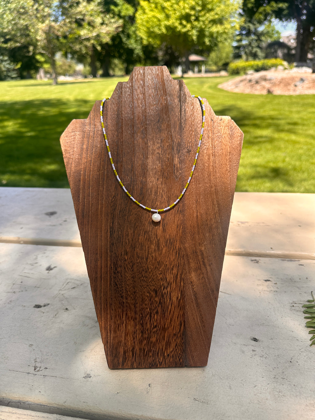 Groovy Pearl and Checker Necklace