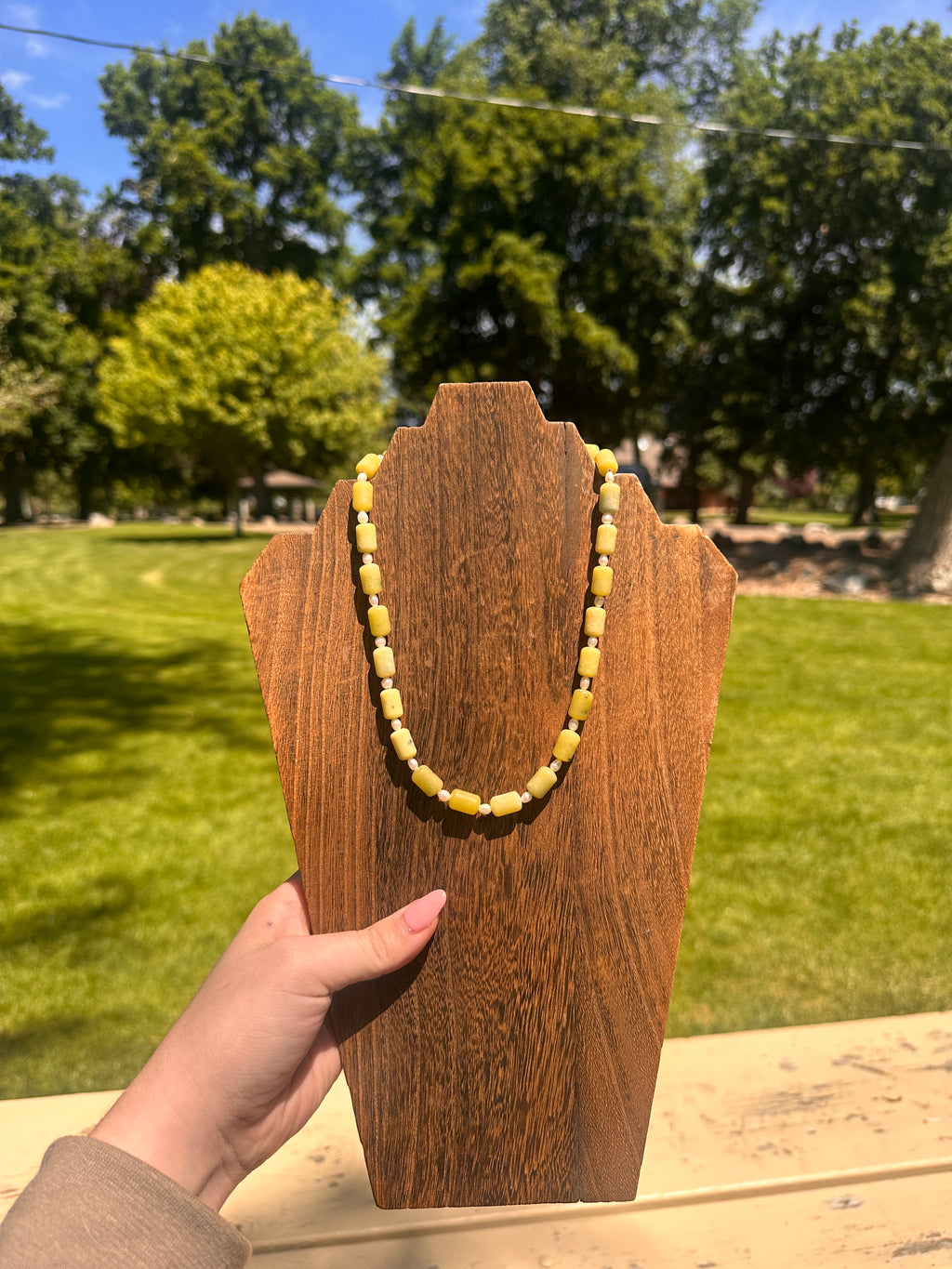 Lime and Pearls Necklace