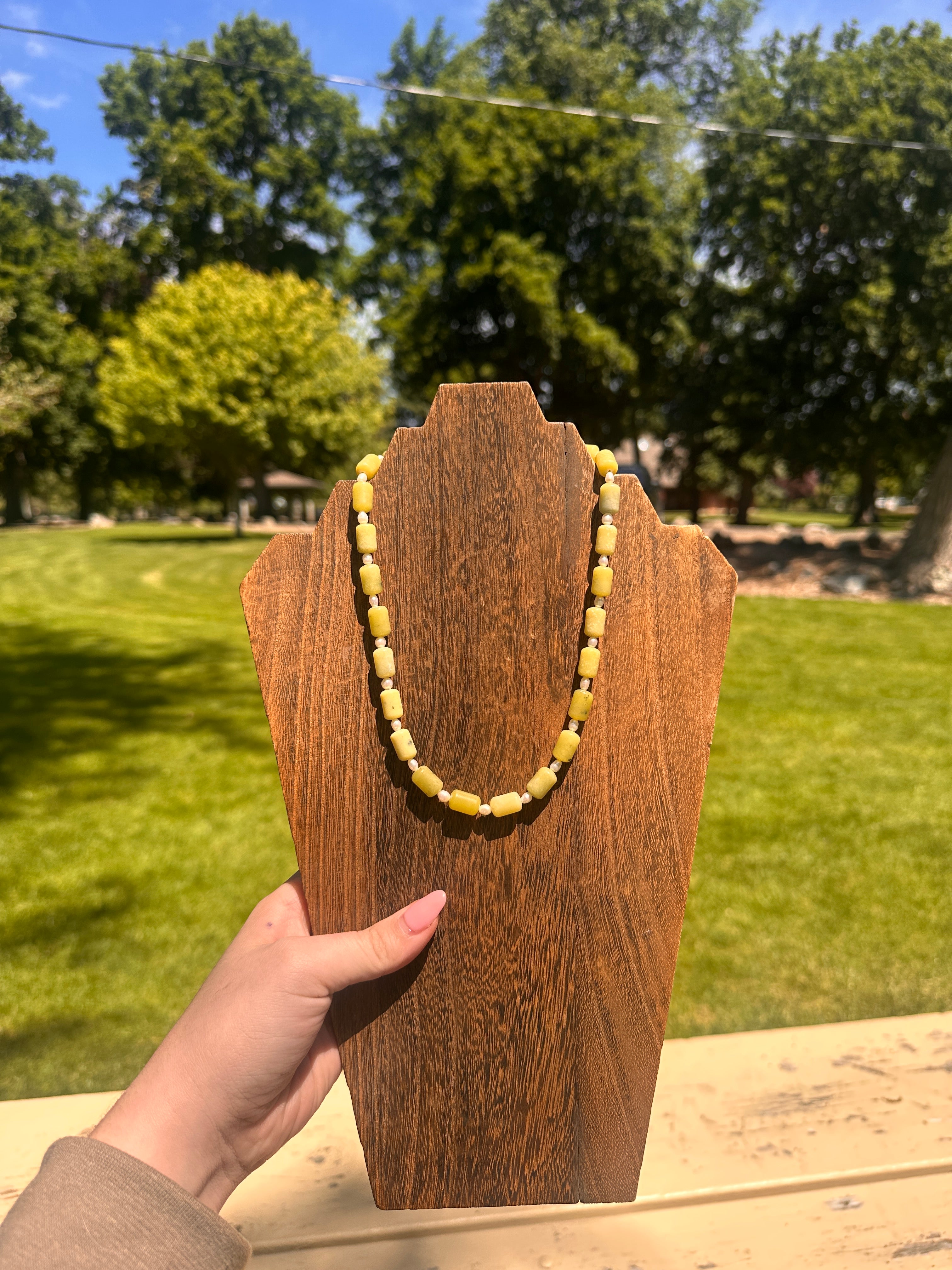 Lime and Pearls Necklace