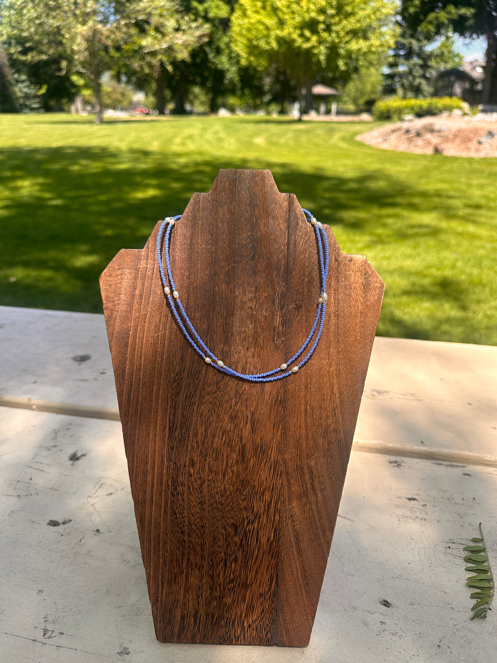 Periwinkle and Pearl Necklace