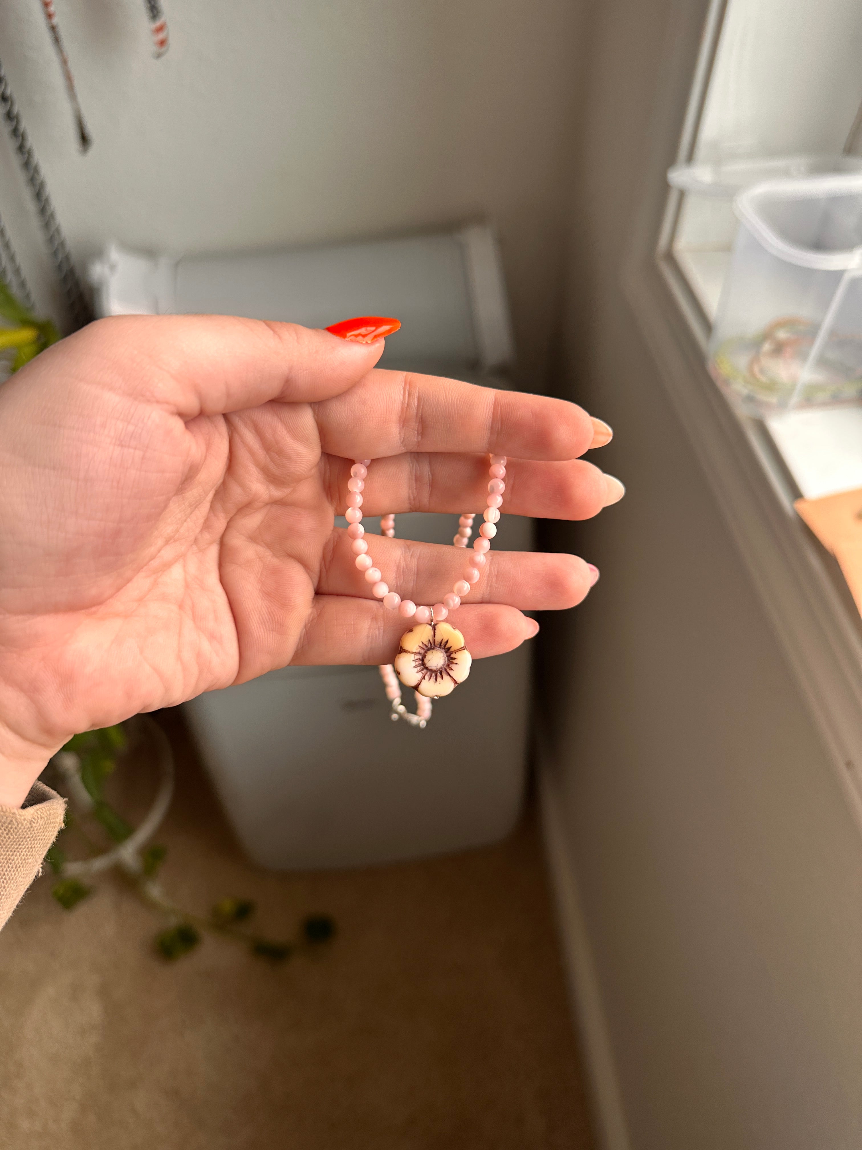 Pink Mother of Pearl Necklace | 16.5 Inches