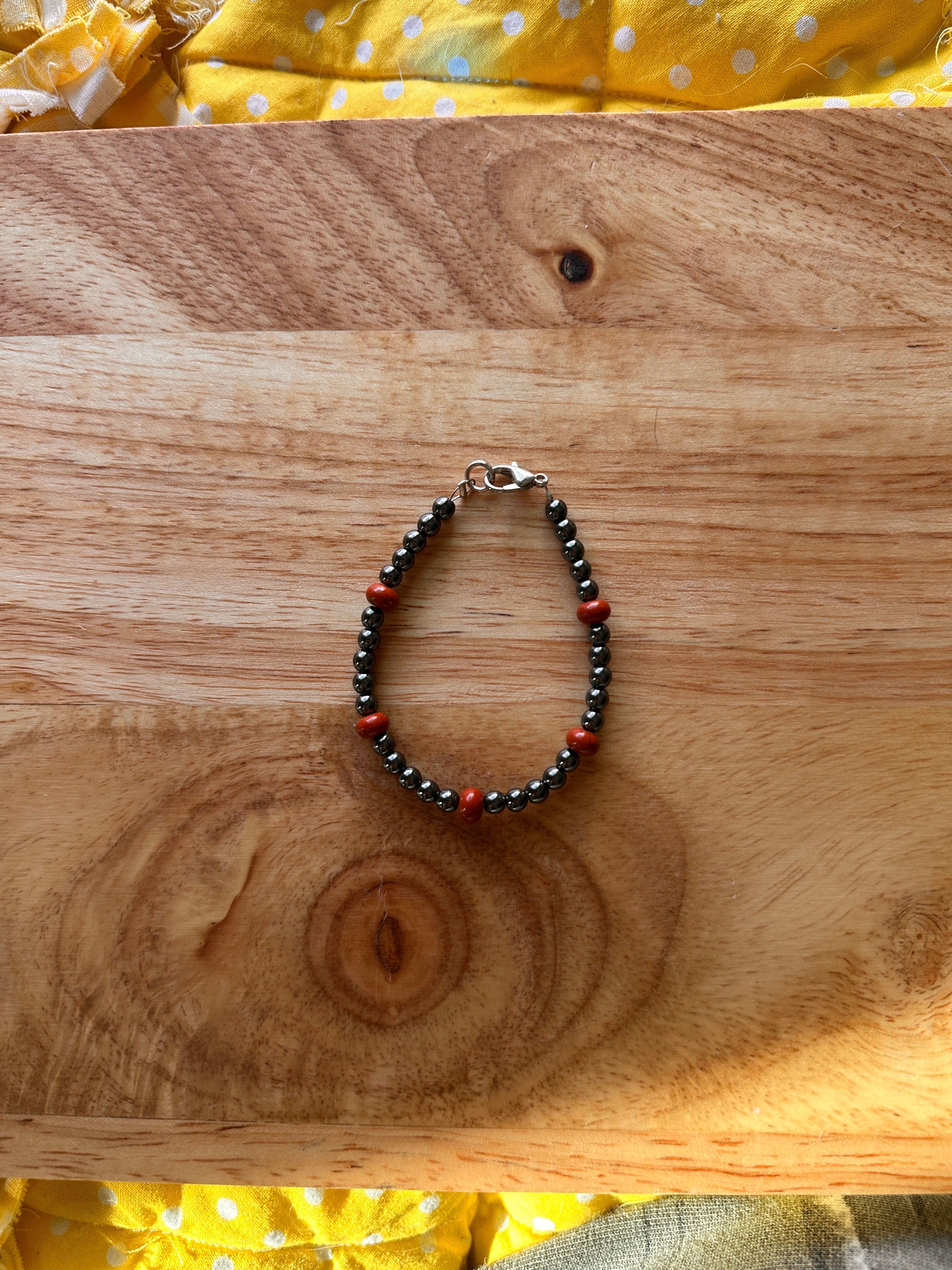 Red Jasper & Hematite Bracelet 6.5"