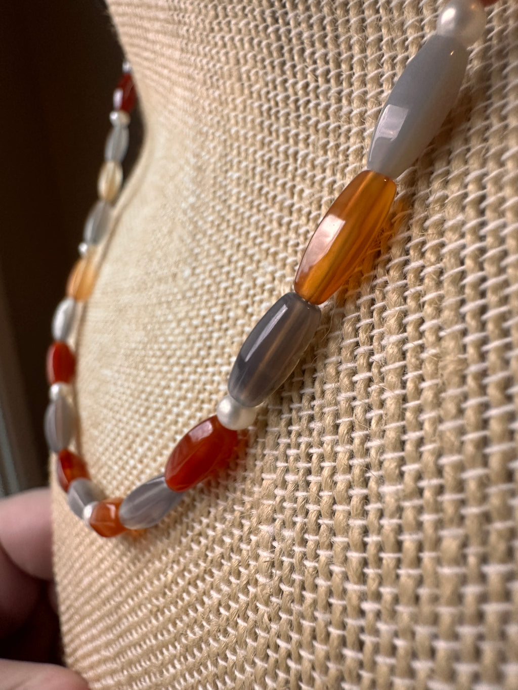Carnelian and Fresh Water Pearls Necklace 18"