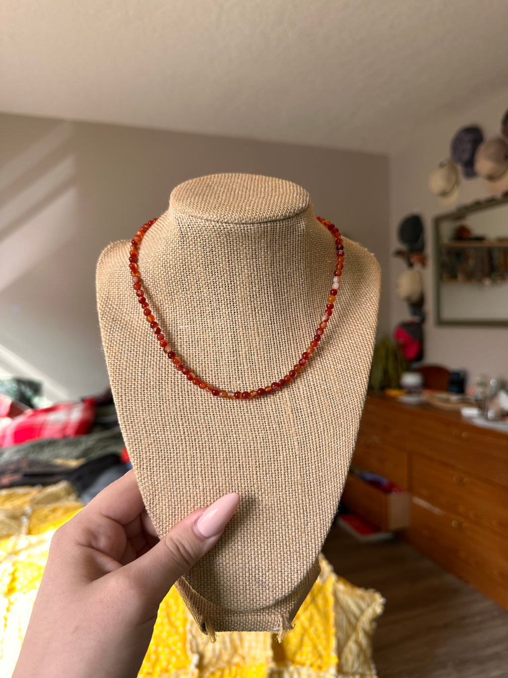 Fire Red Carnelian Necklace 15"