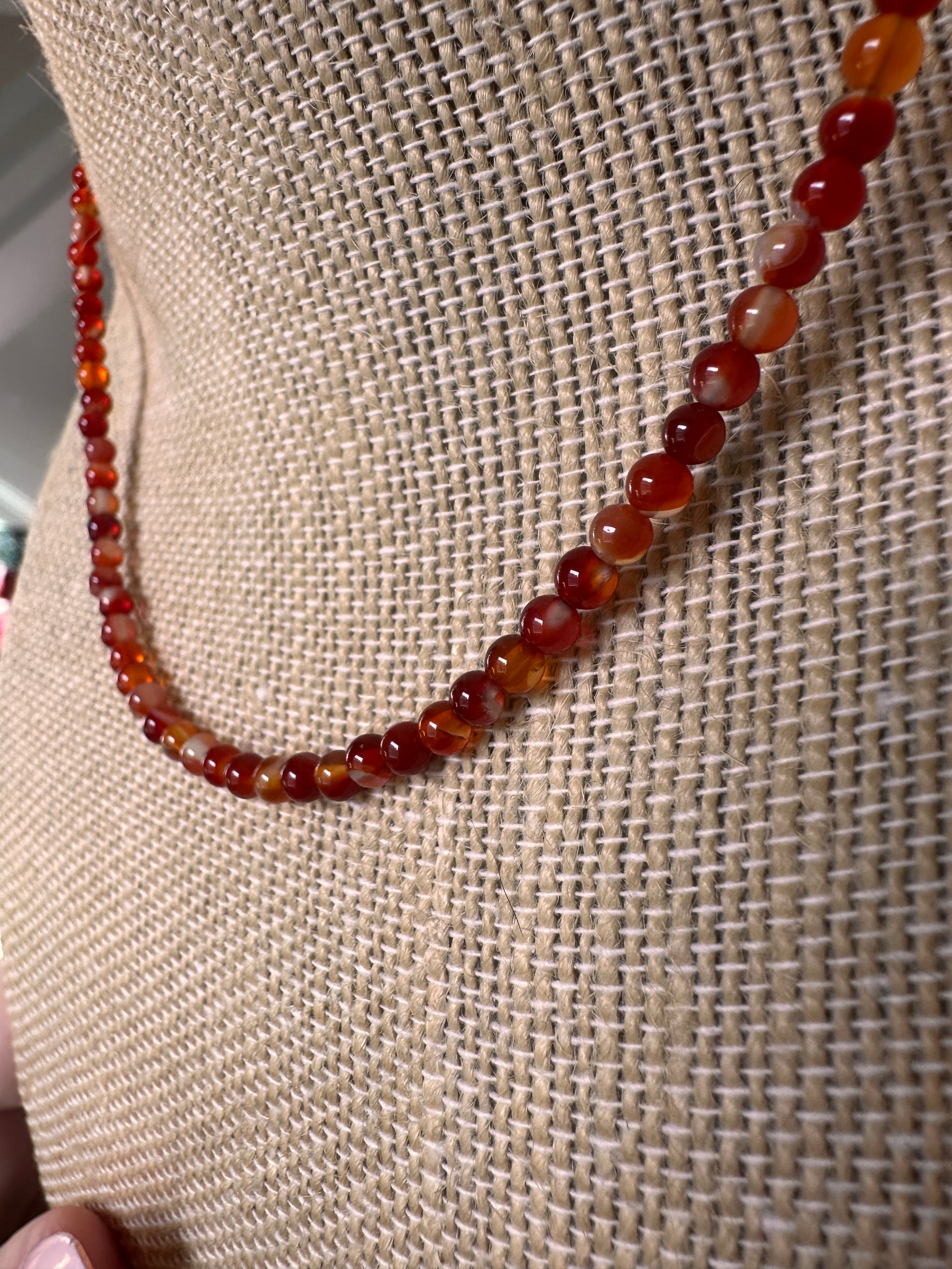 Fire Red Carnelian Necklace 15"