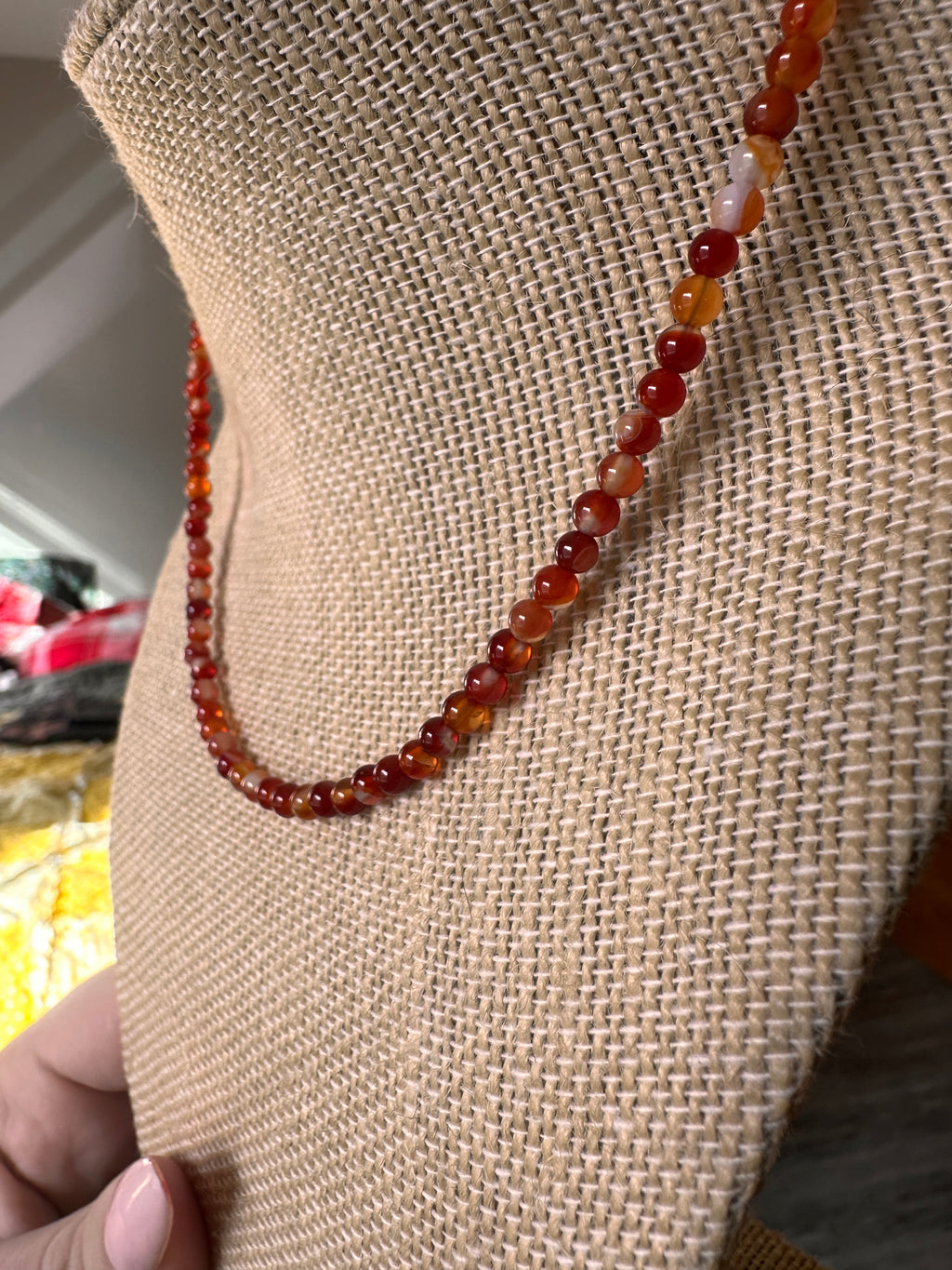 Fire Red Carnelian Necklace 15"