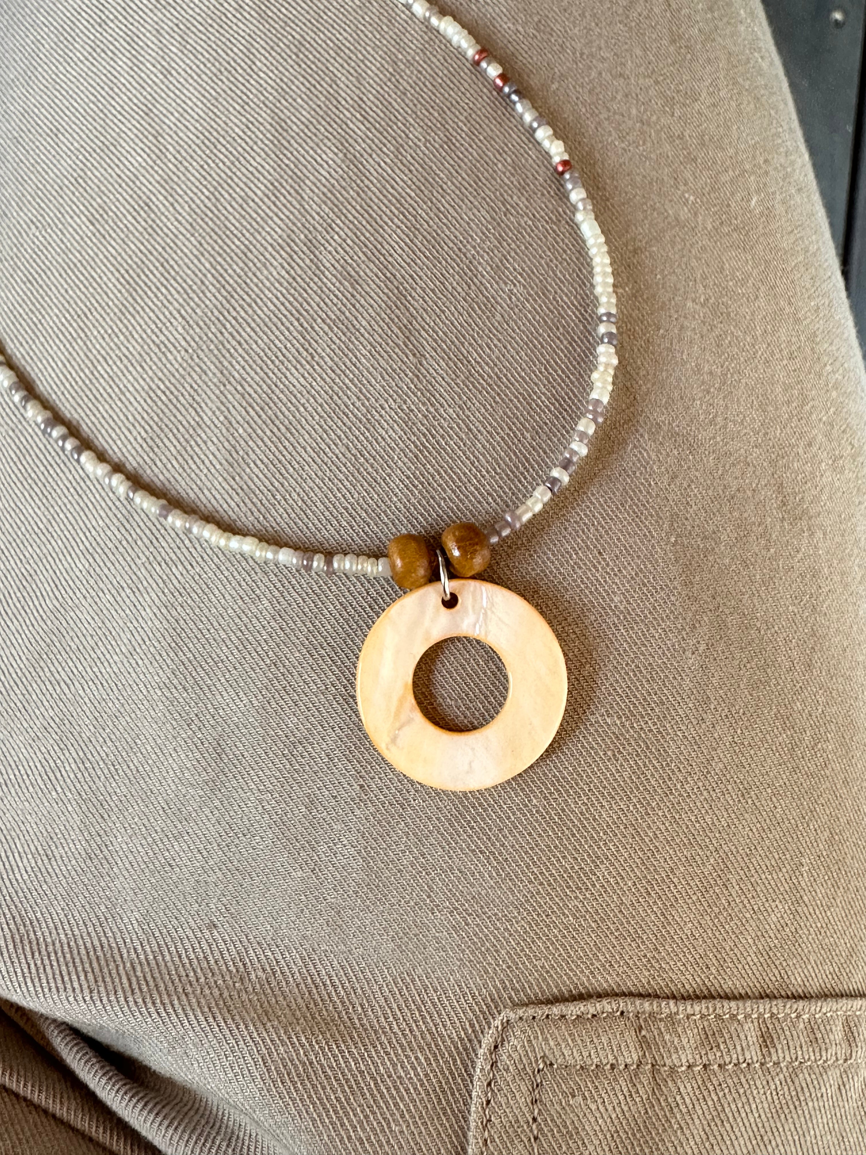 Hippie Shell Necklace- Light Orange