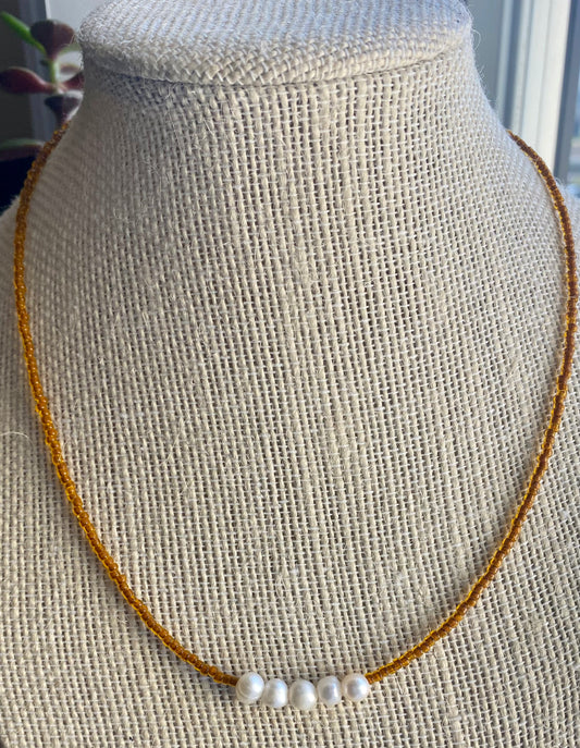 Pumpkin Pearl Necklace